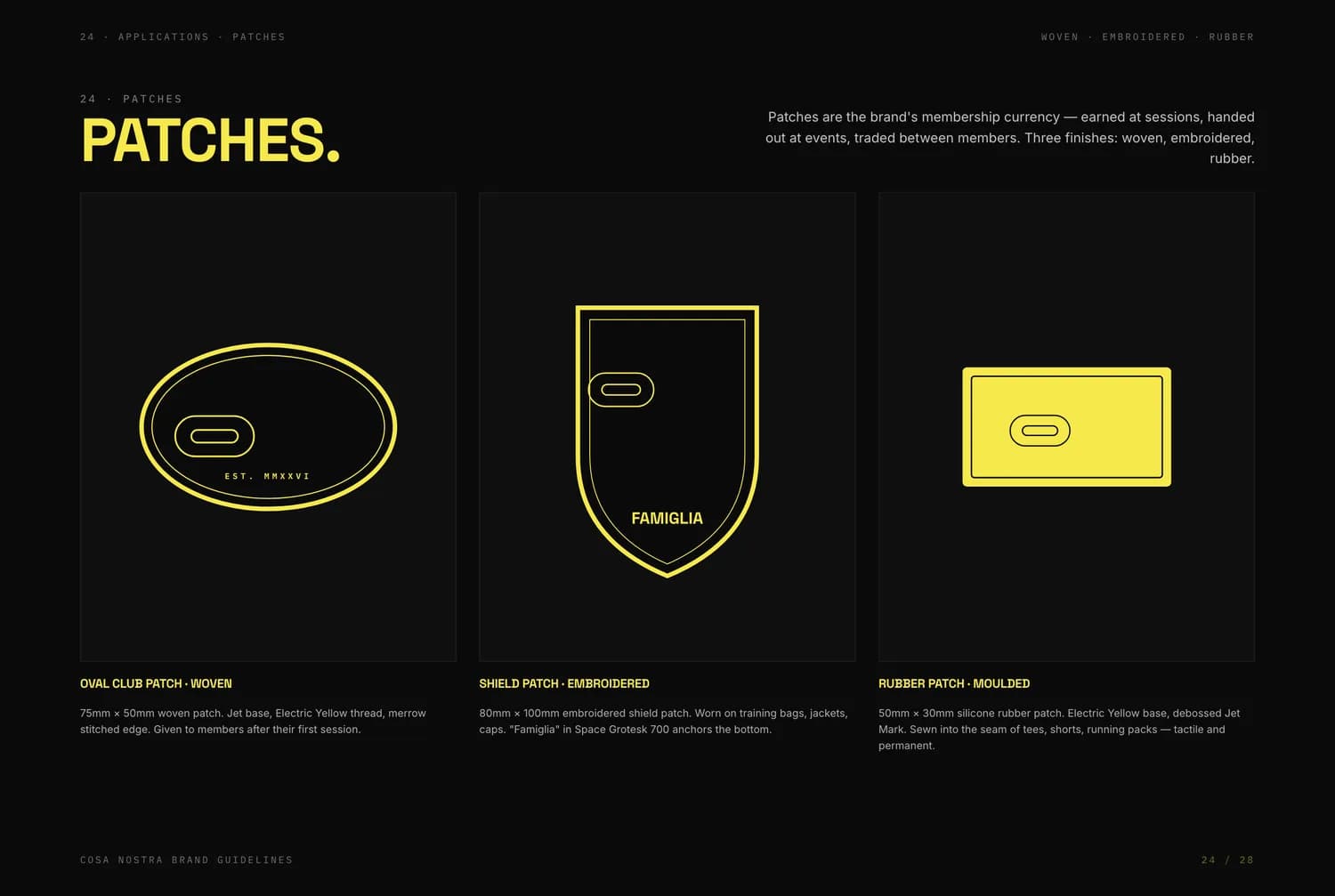Patch concepts: woven, embroidered and moulded rubber