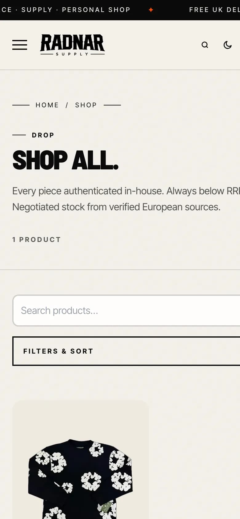 Radnar Supply catalogue on mobile