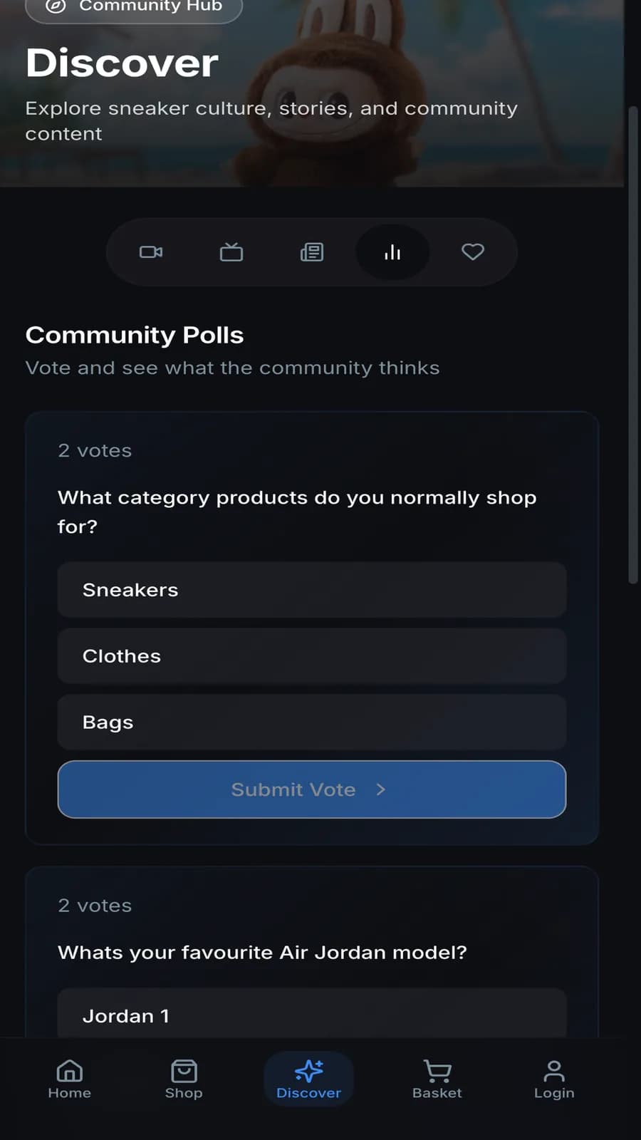Resoled community polls with vote options